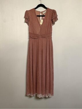 NWT Dusty Rose Gold V-Neck Dress